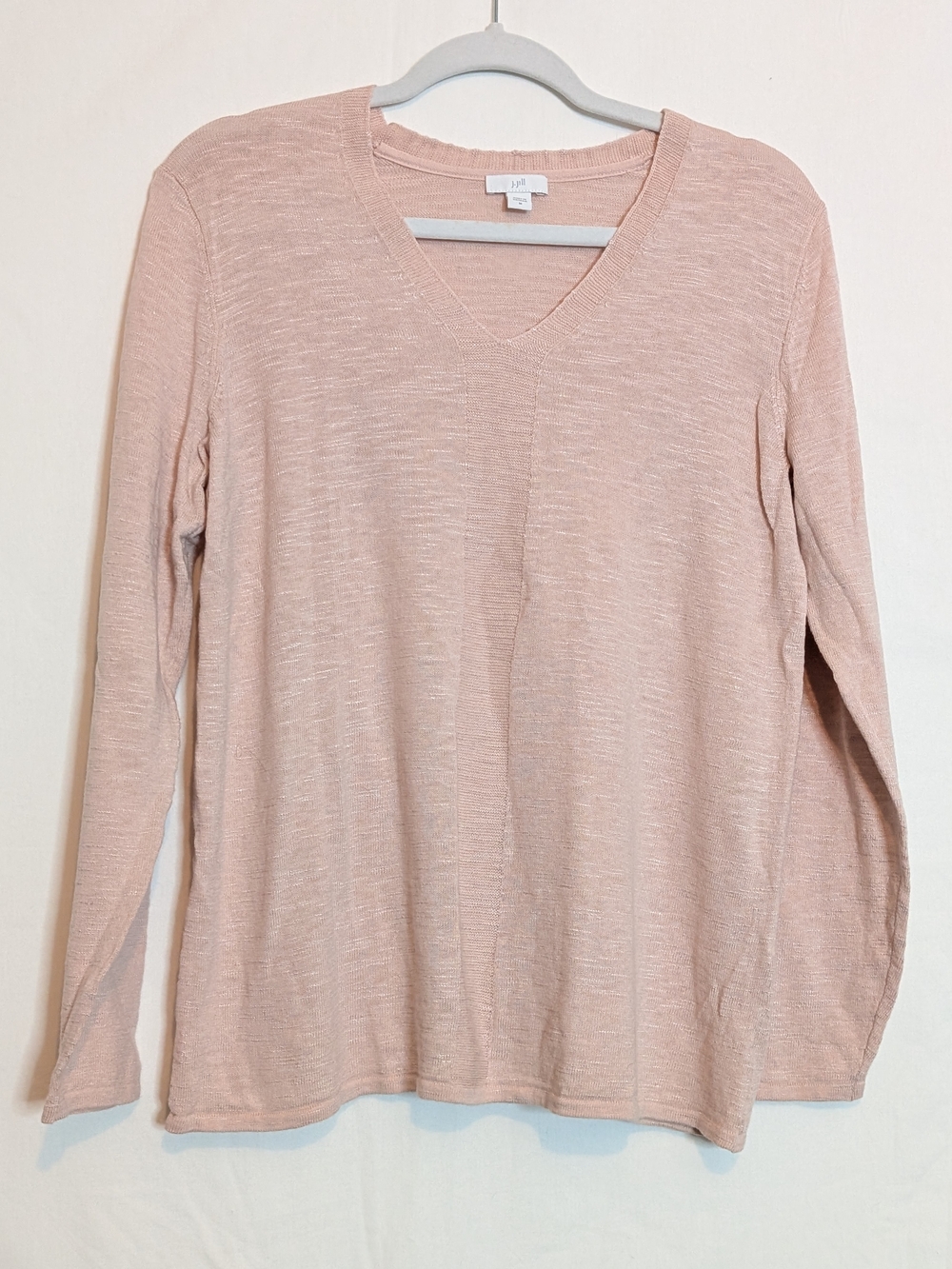 LOFT Lightweight V-Neck Sweater Medium Soft Pink Blush